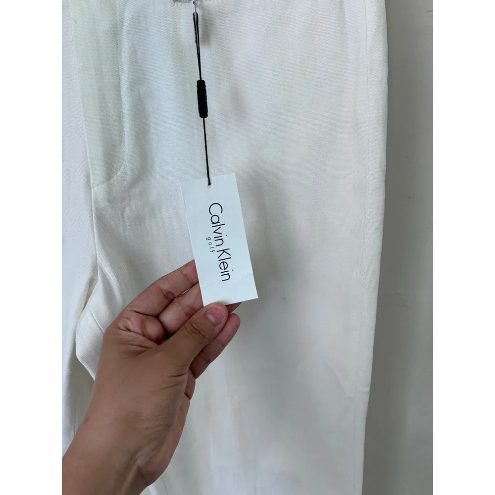 Calvin Klein Golf Mens White Straight Leg Trousers  Size 10 NEW